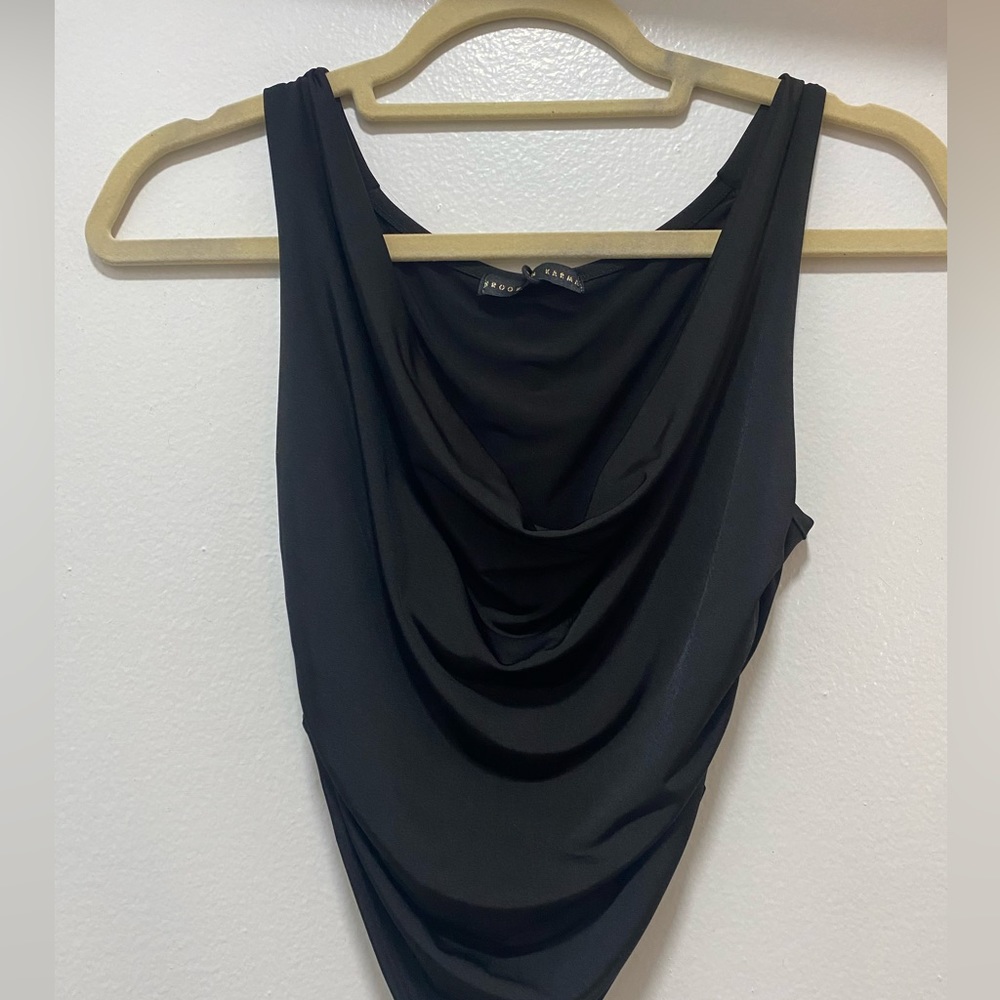 Brooklyn Karma Slinky Cowl Neck black top